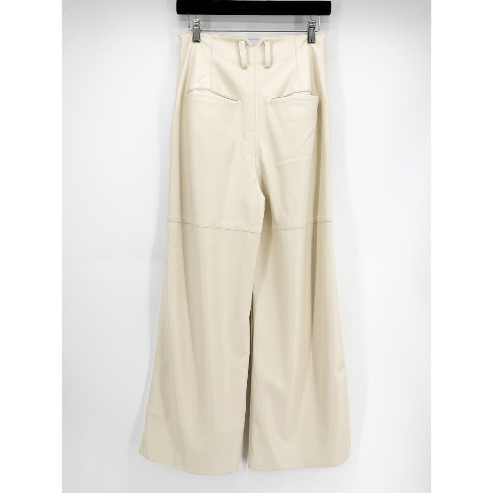 LVIR Faux Leather Wide-Legs Pants Cream - Picture 5 of 11